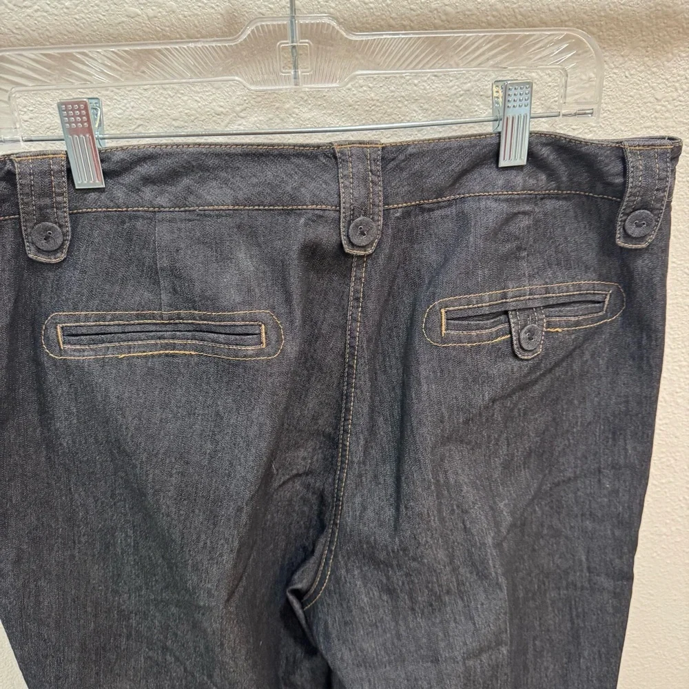 Larry Levine Black Jeans Stretch Size 10 Wide Leg Trousers